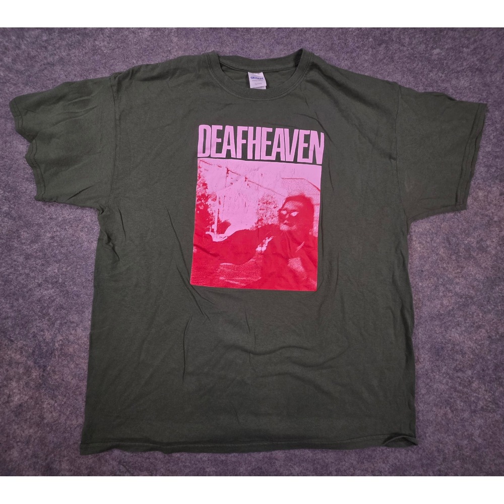 Deafheaven Band Graphic T-Shirt XL Olive Green Pink Sunbather Style Metal Rock